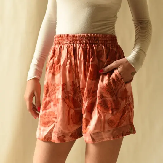 shop Batik Modal Silk Orange Short 