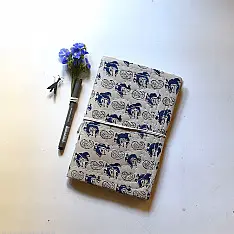 Ajrakh Pothi Diary  ( 9 X 6 in ) ☙ Duck Motif