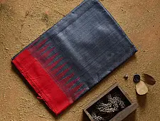 Kamakshi | Pure Tussar Silk Grey Saree With Ikat Pallu