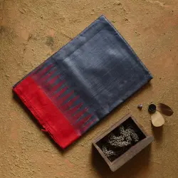 Kamakshi | Pure Tussar Silk Grey Saree With Ikat Pallu