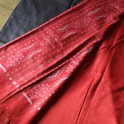 Kamakshi | Pure Tussar Silk Grey Saree With Ikat Pallu