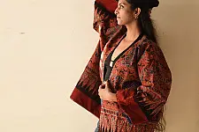 Kimono | Reversible Ajrakh & Denim Red Jacket - Unisex