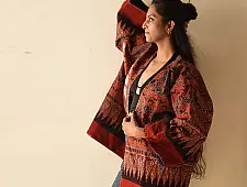 Kimono | Reversible Ajrakh & Denim Red Jacket - Unisex