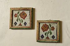 Prachin . प्राचीन | Handmade Bead Work ~ Antique Hanging Frame - Set of Two