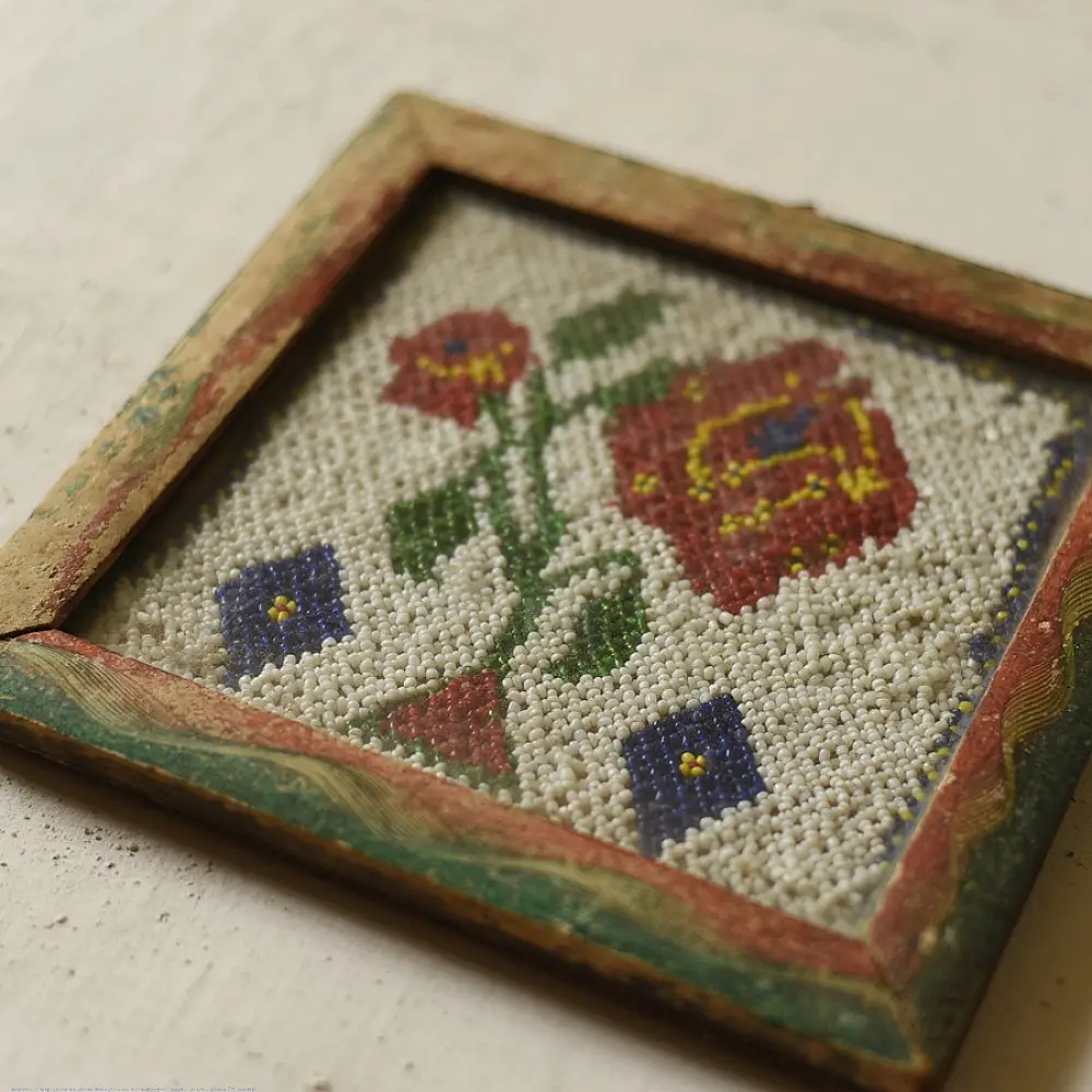 Handmade Bead Work ~ Antique Hanging Frame - Set of Two