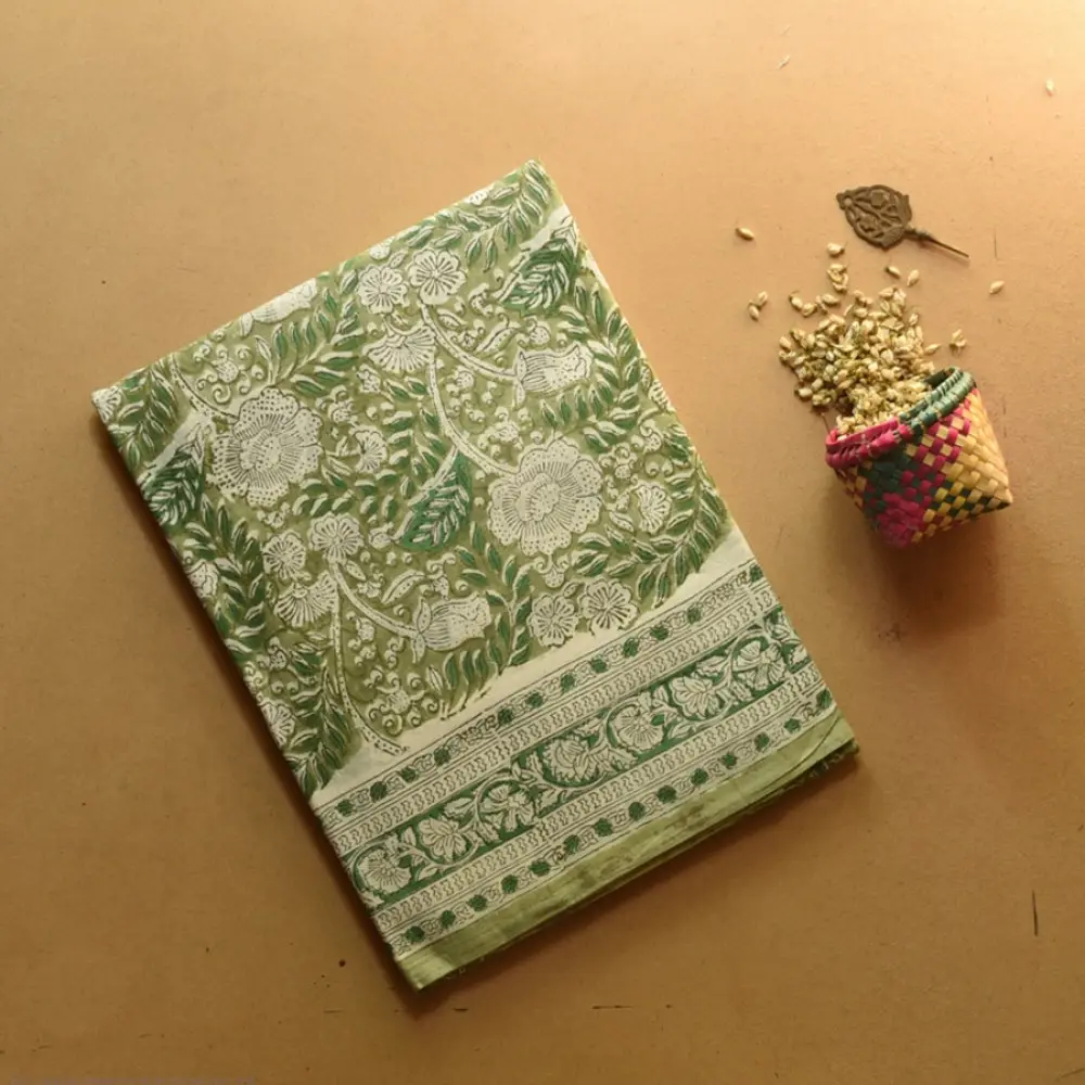 shop Bagru Printed Cotton Saree - Block Printed
