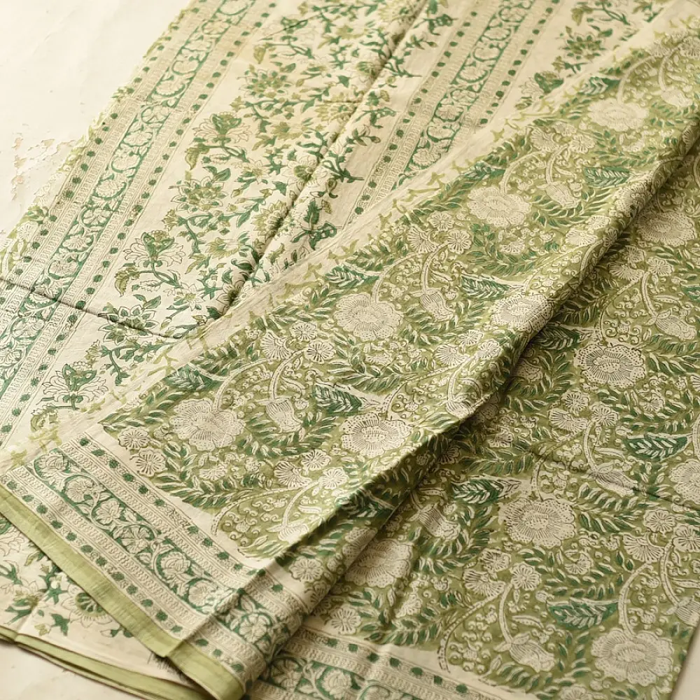 shop Bagru Printed Cotton Saree - Block Printed