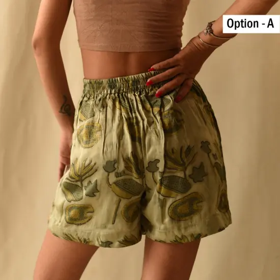 shop Batik Modal Silk Green Shorts