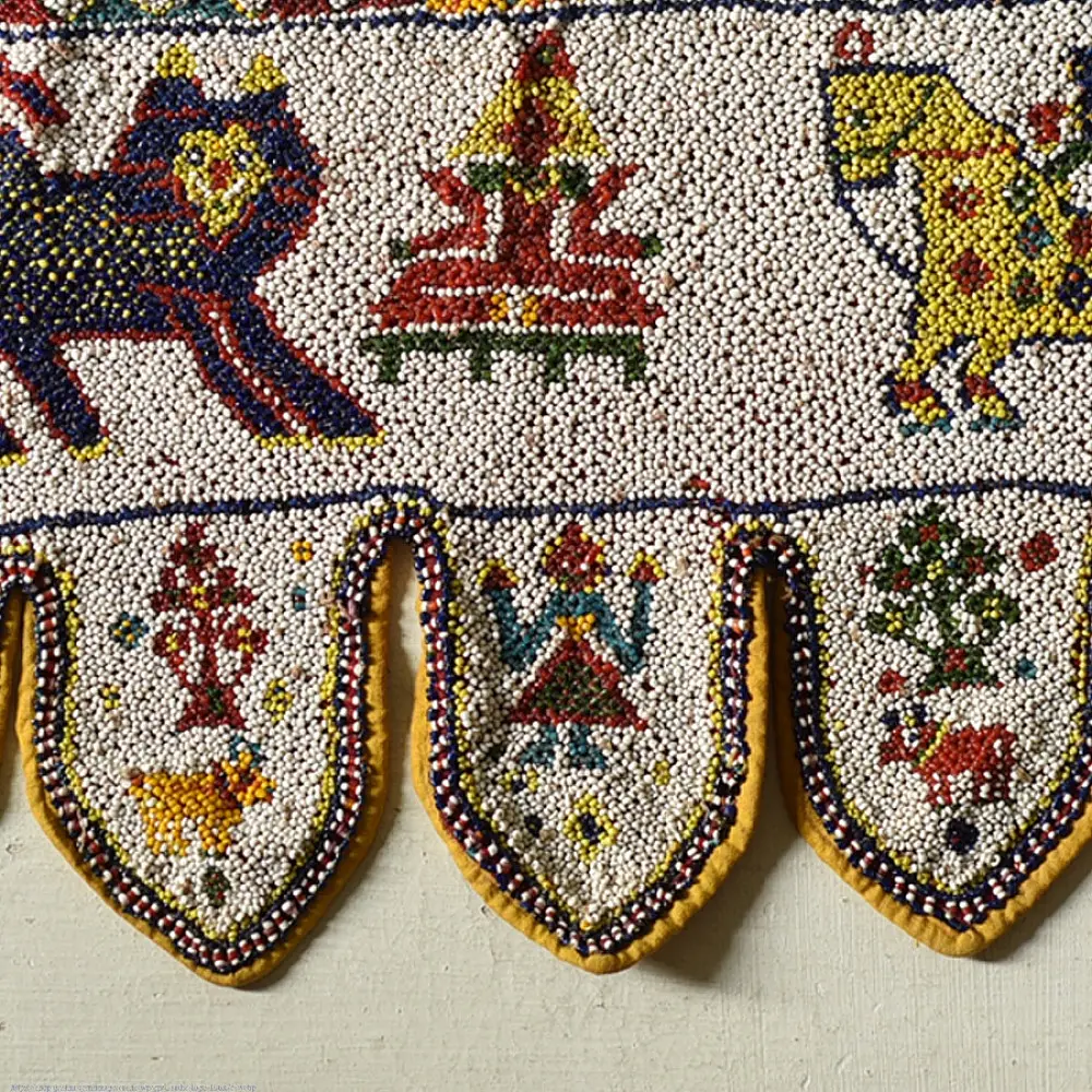 Gujrat Bead Work - Old & Antique Wall Hanging - Lion & Horse Motif