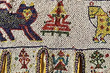 Prachin . प्राचीन  ❂ Gujrat Bead Work - Old & Antique Wall Hanging - Lion & Horse Motif