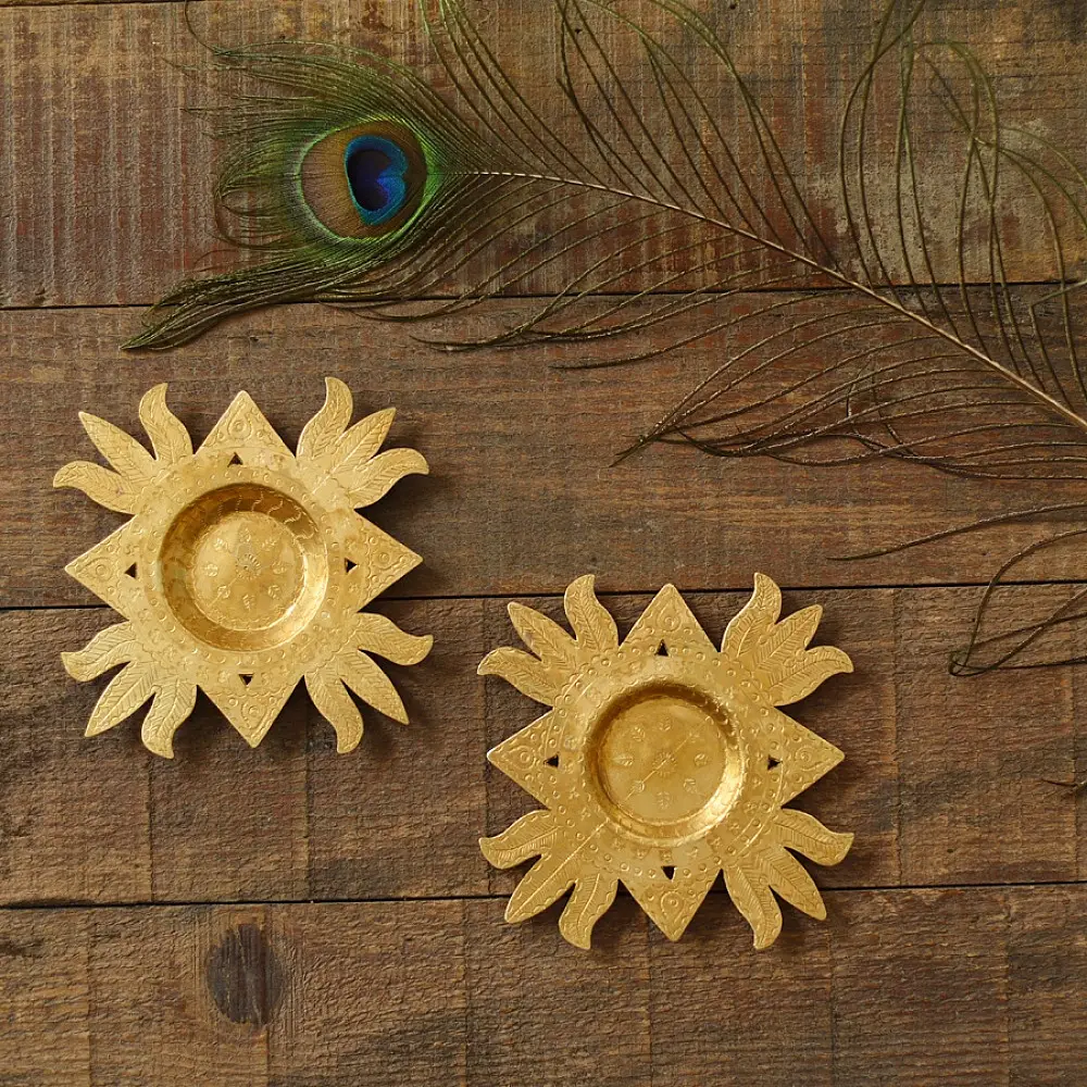 shop Brass Handmade T-Light Holder - Lotus 