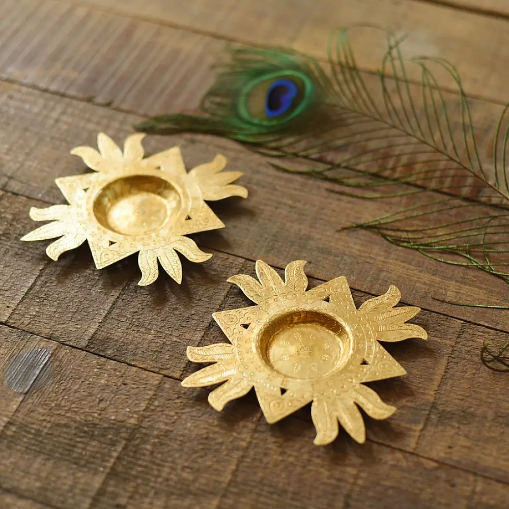 shop Brass Handmade T-Light Holder - Lotus 