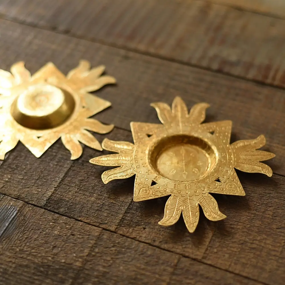 shop Brass Handmade T-Light Holder - Lotus 