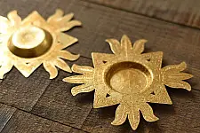Ahar ~ Brass Handmade Lotus T-Light Holder - (Set of Two)