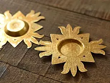 Ahar ~ Brass Handmade Lotus T-Light Holder - (Set of Two)