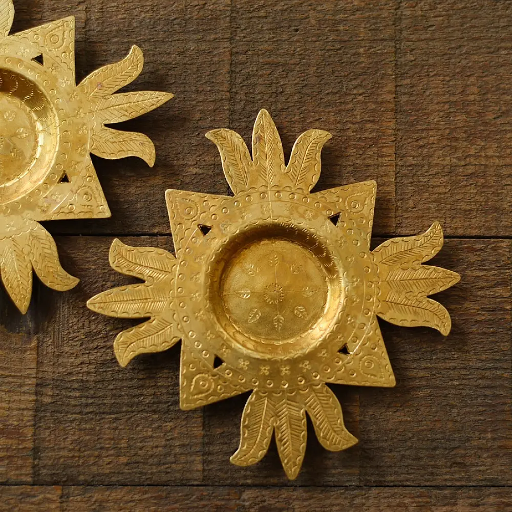 shop Brass Handmade T-Light Holder - Lotus 