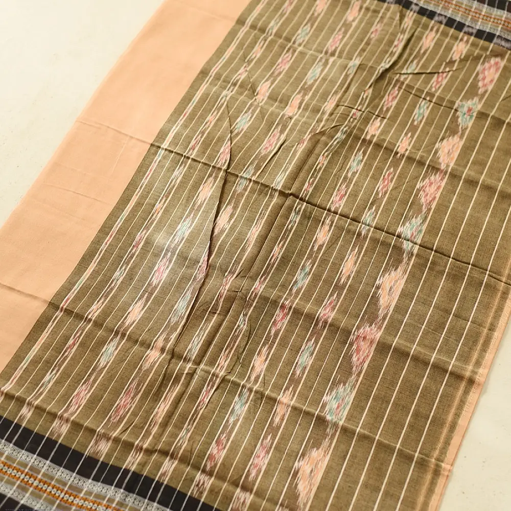 Cotton weaves ~ Ikat Saree { Badami }