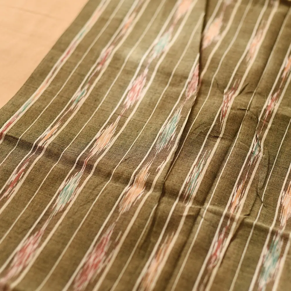 Cotton weaves ~ Ikat Saree { Badami }