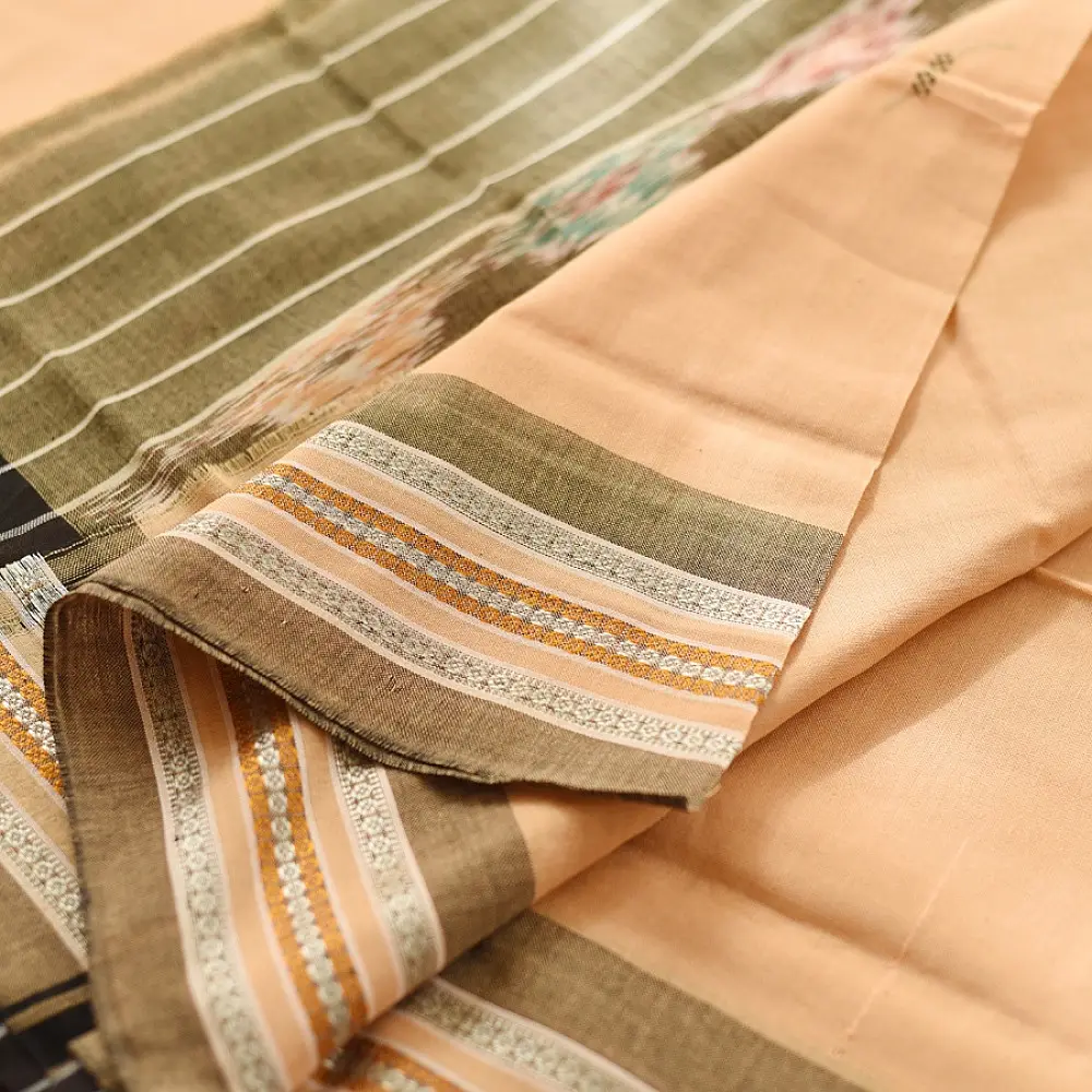 Cotton weaves ~ Ikat Saree { Badami }
