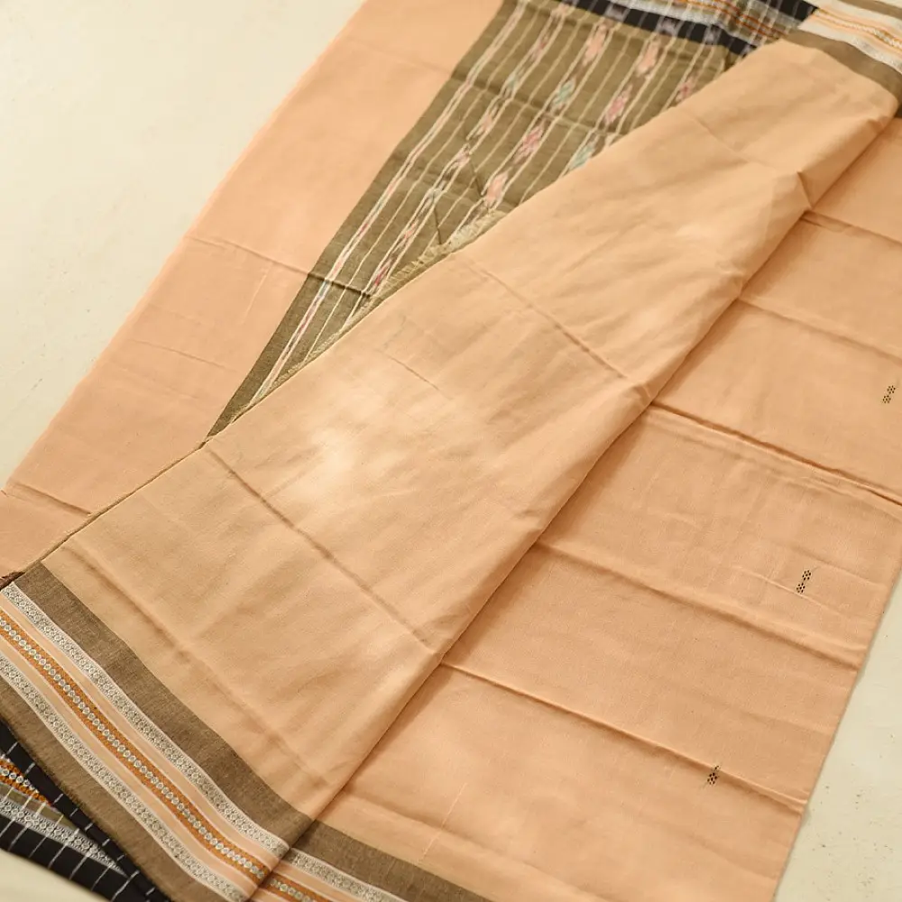 Cotton weaves ~ Ikat Saree { Badami }