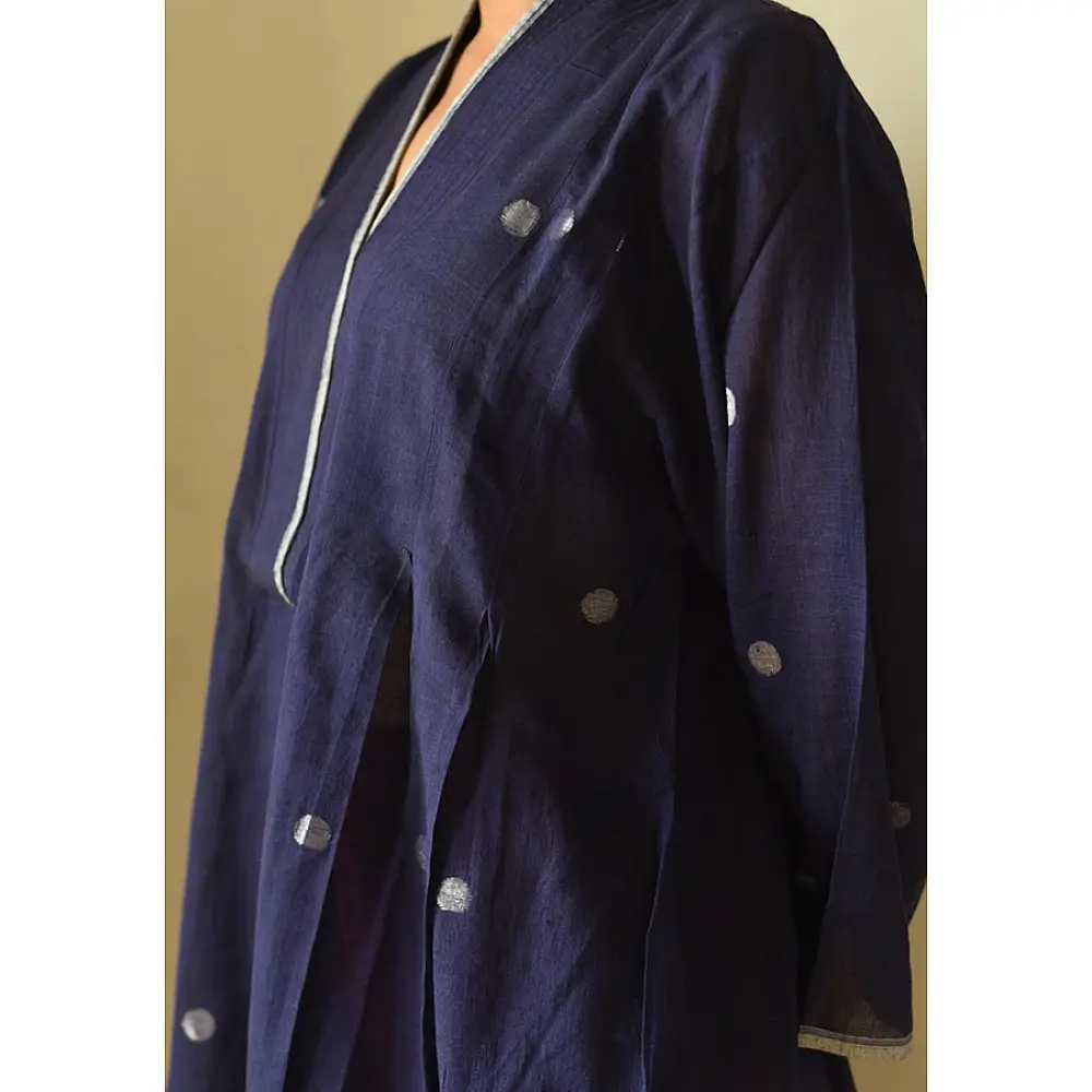 shop Jamdani - Handloom Cotton Dress  - Navy Blue
