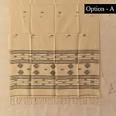 Aamaya . आमाया | Handloom Soft Cotton Jamdani Off White Stole (Two Options)