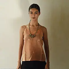 Itr . Jamdani Handloom Cotton Top | Apricot