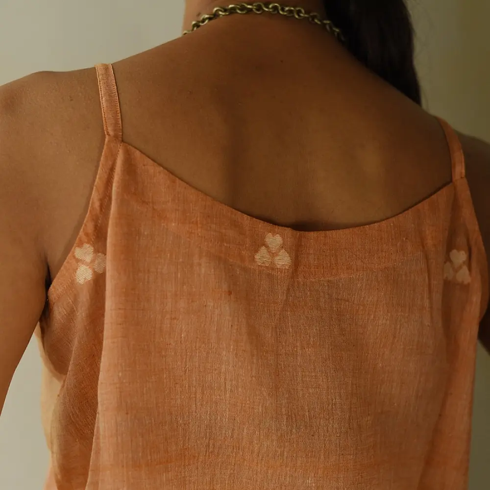 buy Handloom Jamdani Sleeveless Top - Light Brown