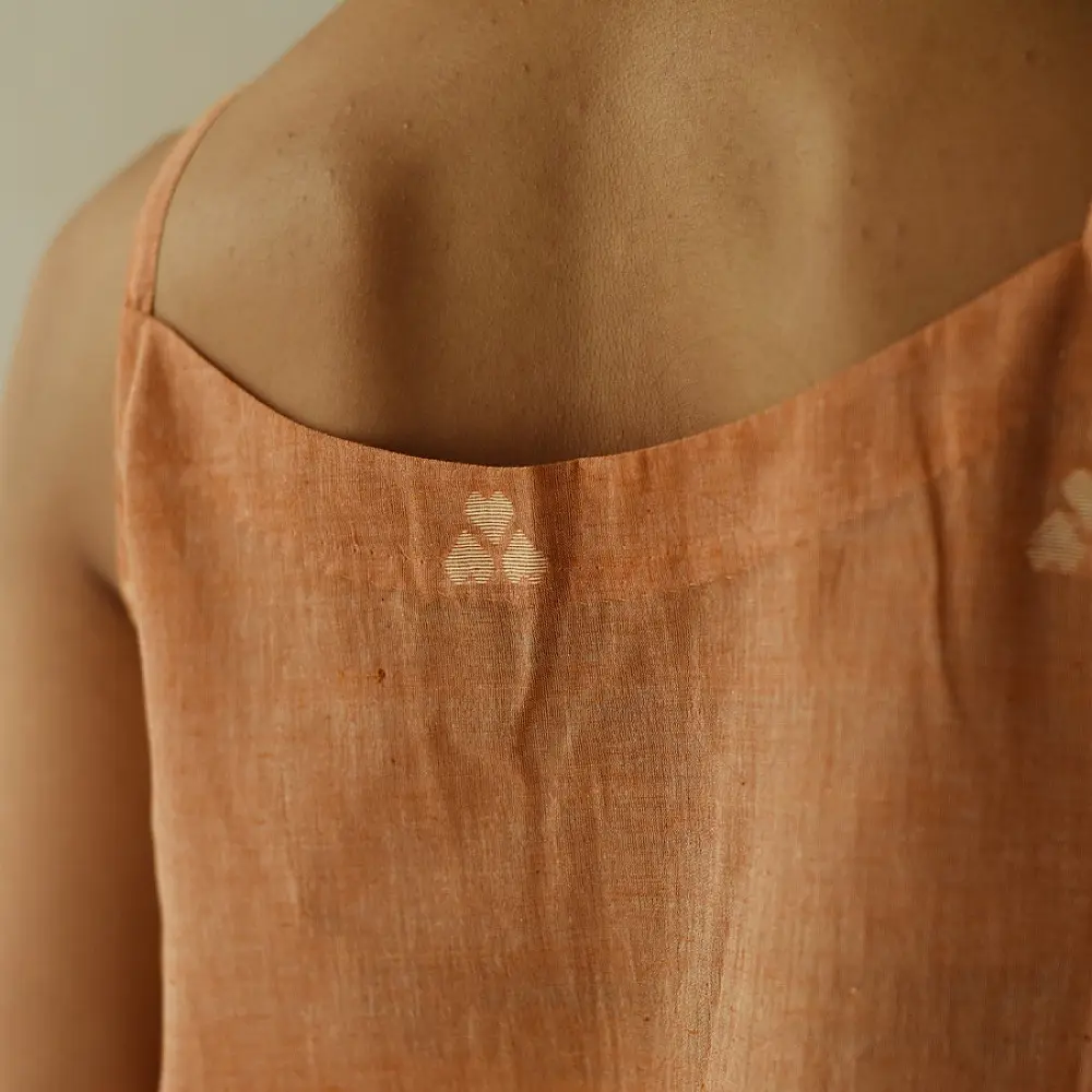 buy Handloom Jamdani Sleeveless Top - Light Brown