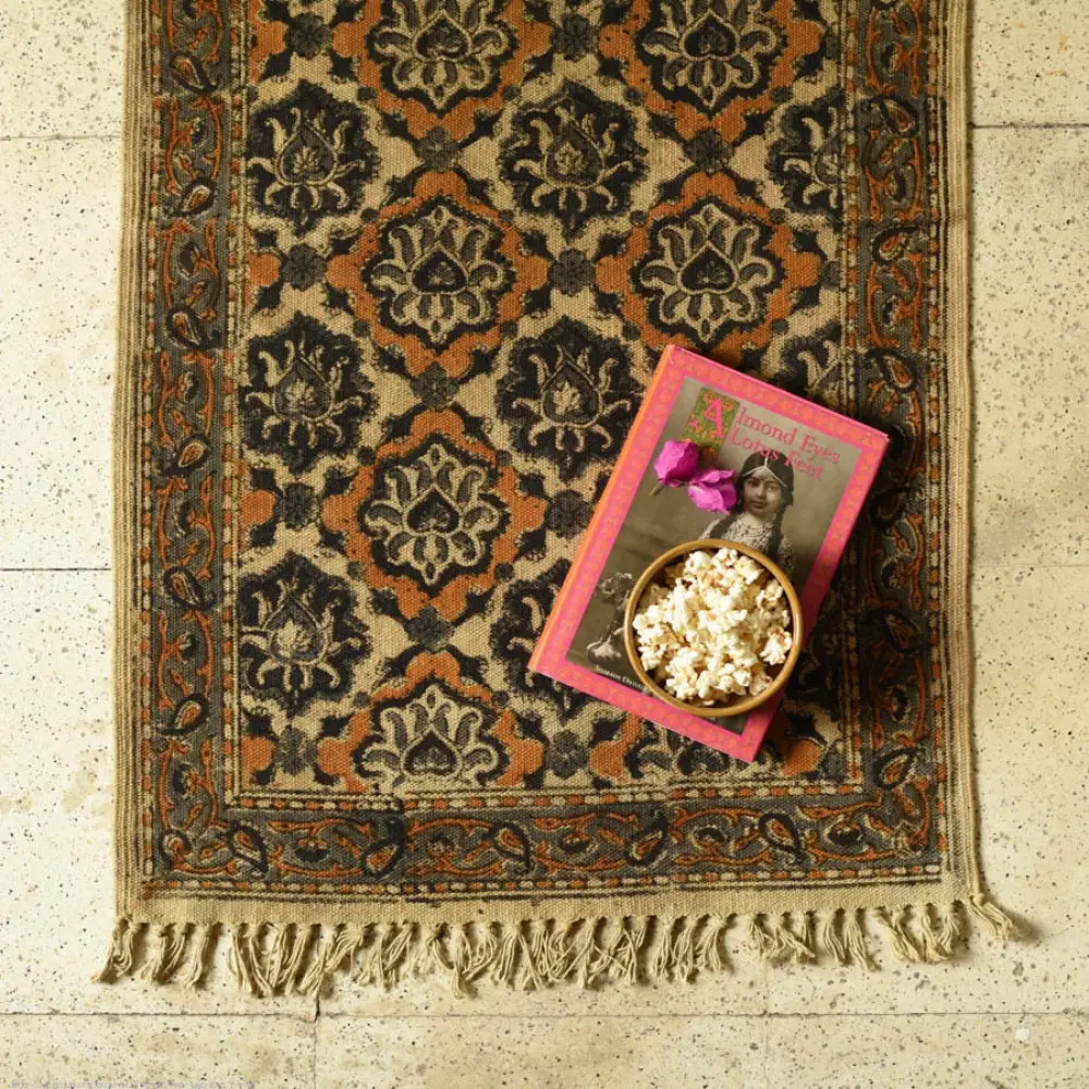 shop Kalamkari Natural Color Dhurrie