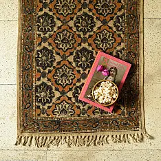 A finite infinity ❧ Kalamkari Natural Color Dhurrie ( 2 X 3 ) - D