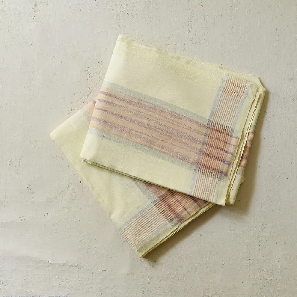 shop Handloom Cotton x Cotton Dhoti Khes - Off White