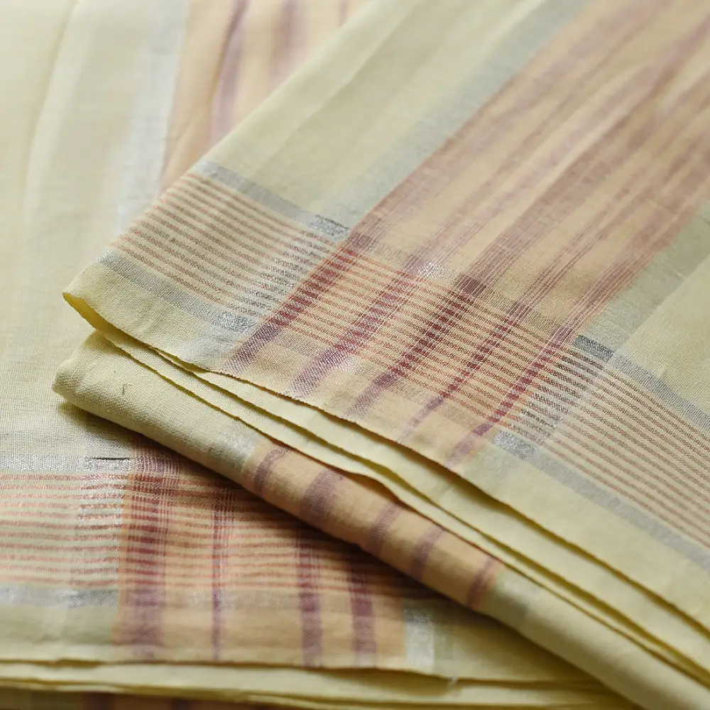 shop Handloom Cotton x Cotton Dhoti Khes - Off White