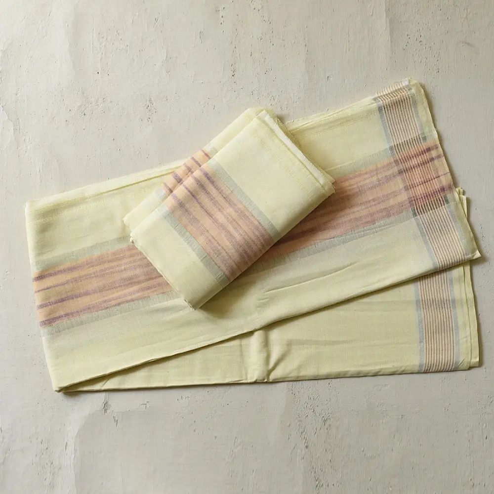 shop Handloom Cotton x Cotton Dhoti Khes - Off White