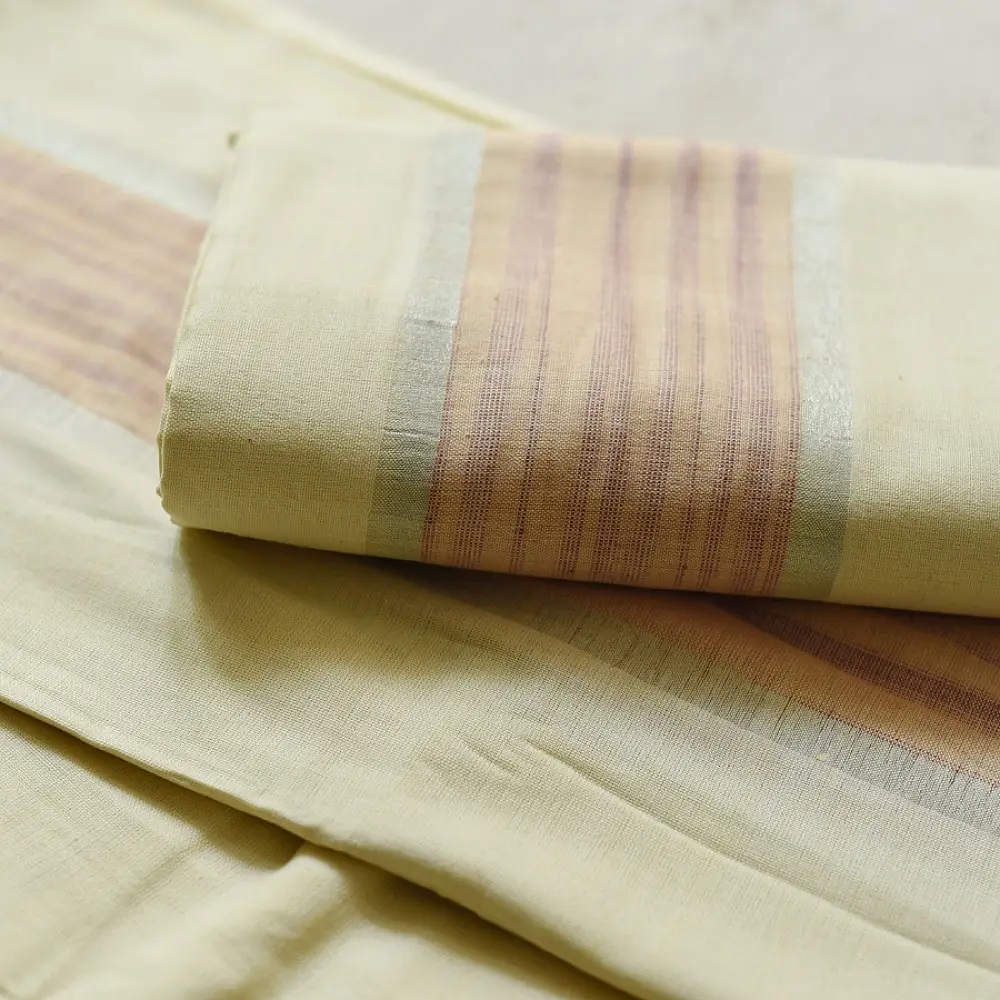 shop Handloom Cotton x Cotton Dhoti Khes - Off White