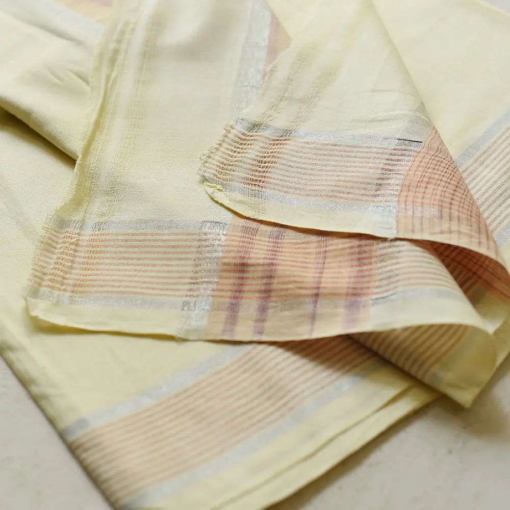 shop Handloom Cotton x Cotton Dhoti Khes - Off White