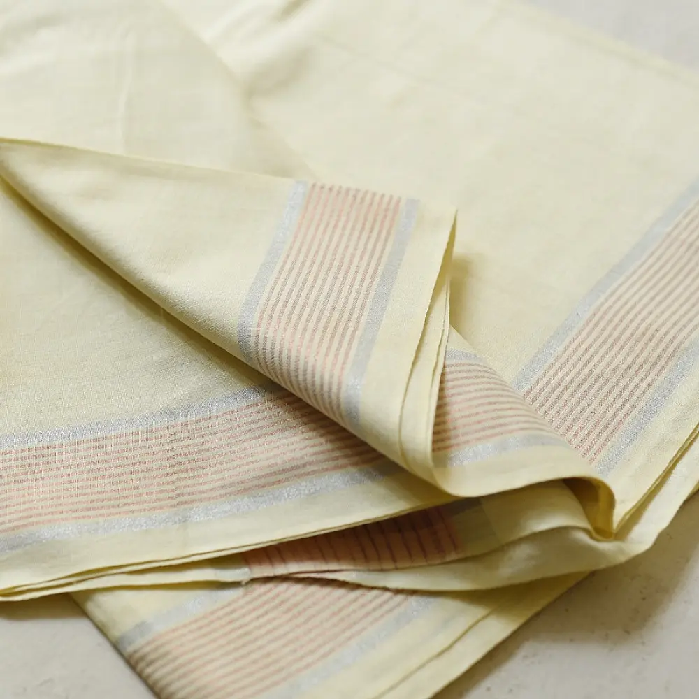 shop Handloom Cotton x Cotton Dhoti Khes - Off White