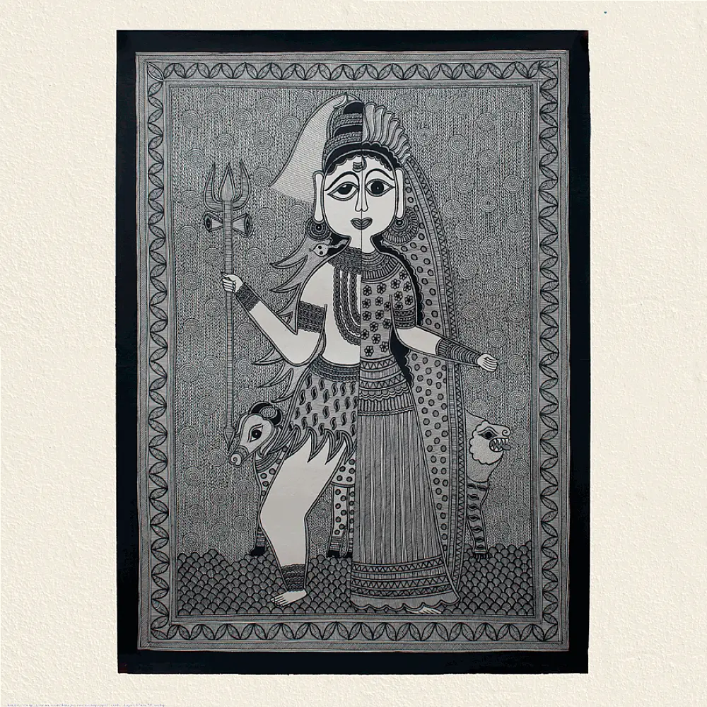 shop Madhubnai Painting-Ardhnageshwar Shiva and Parwati 