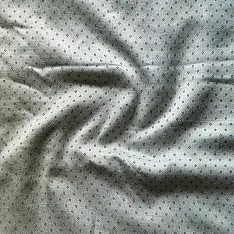 Mashru Fabric { Silk+Cotton } | Hand Woven Fabric - Off White With Green Dots
