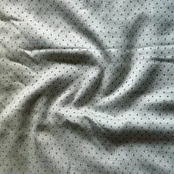 Mashru Fabric { Silk+Cotton } | Hand Woven Fabric - Off White With Green Dots