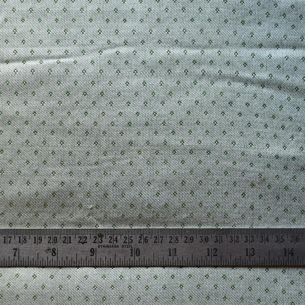Hand Woven Fabric - Off White With Green Dots