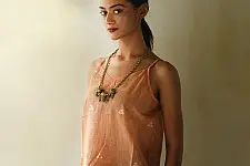 Itr . Jamdani Handloom Cotton Top | Apricot