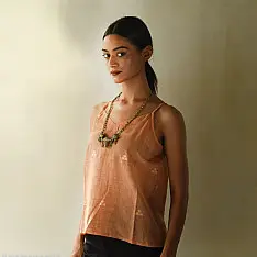 Itr . Jamdani Handloom Cotton Top | Apricot