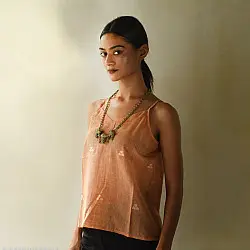 Itr . Jamdani Handloom Cotton Top | Apricot