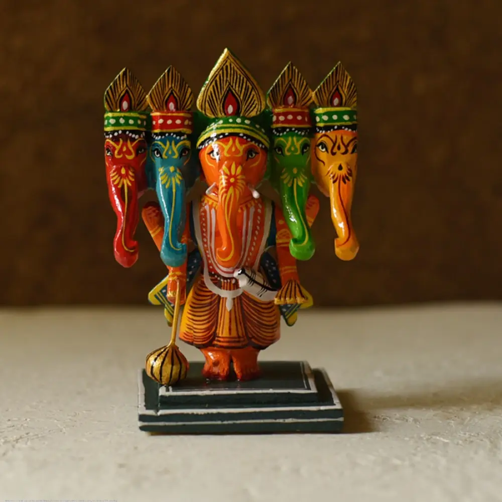 shop Handmade Wooden Panch Mukhi Ganesh