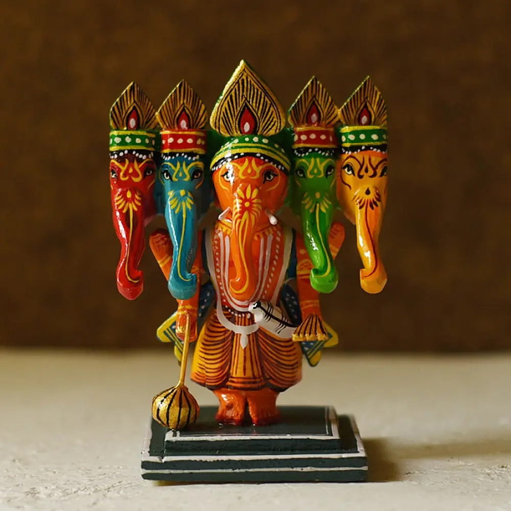 shop Handmade Wooden Panch Mukhi Ganesh