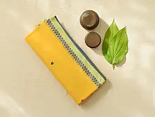 Sadaa . सदा ✡ Begampuri Cotton Yellow Saree With Woven Butta & Border