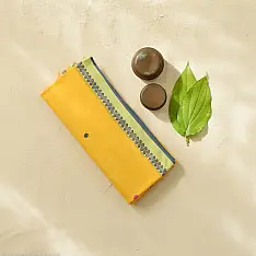 Sadaa . सदा ✡ Begampuri Cotton Yellow Saree With Woven Butta & Border