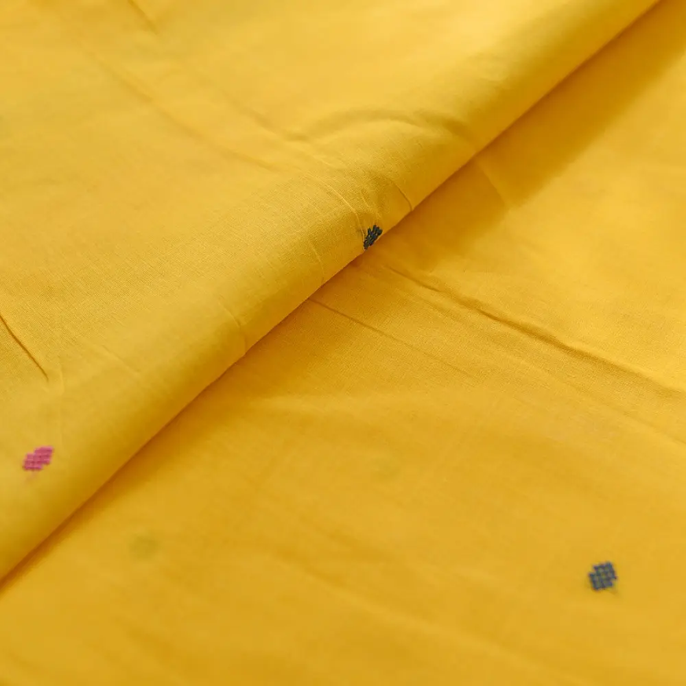 Shop Begampuri Cotton Yellow Saree With Woven Butta & Border
