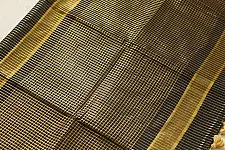 कमला | Handloom Cotton Saree | Zari Checks .  Black